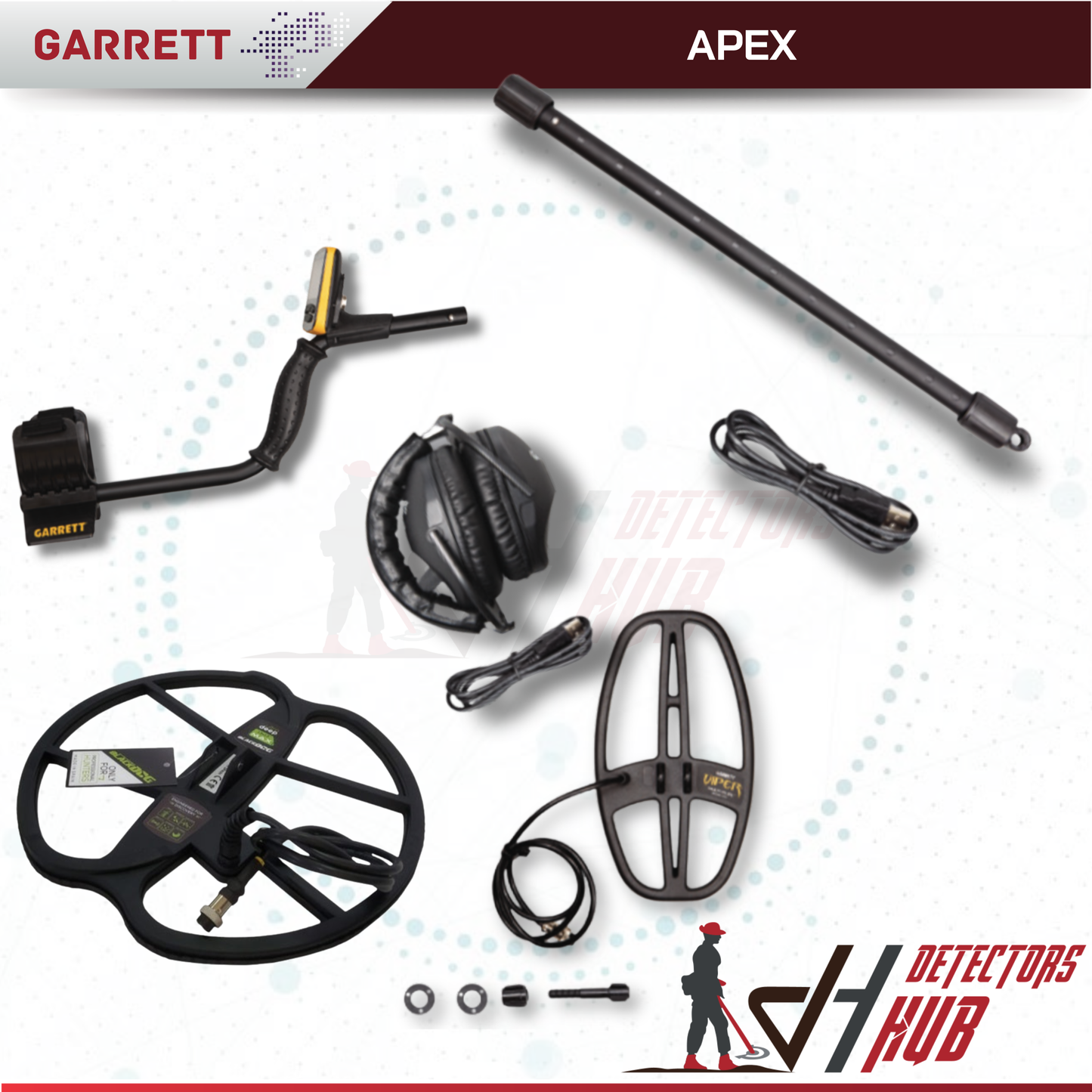 Détecteur de métaux Garrett ACE Apex 6" x 11" DD avec casque sans fil Z-Lynk