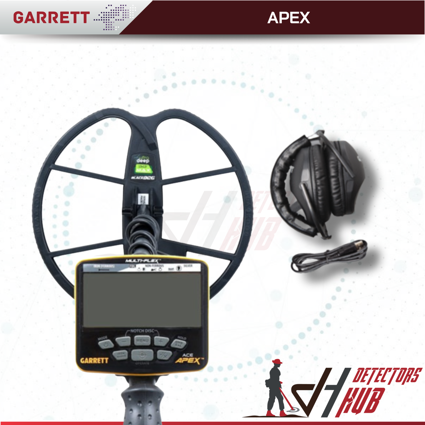 Détecteur de métaux Garrett ACE Apex 6" x 11" DD avec casque sans fil Z-Lynk