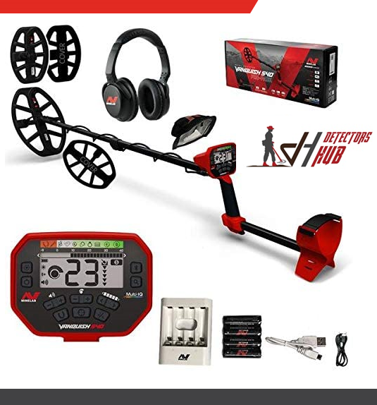 Minelab Vanquish 540 Pro-Pack with 12" and 8" Coils Waterproof Metal Detector